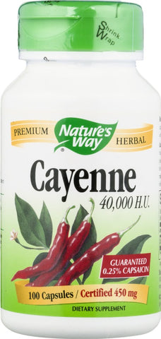 Nature's Way Cayenne Fruit 40,000 SHU/g 100 Vegan Capsules