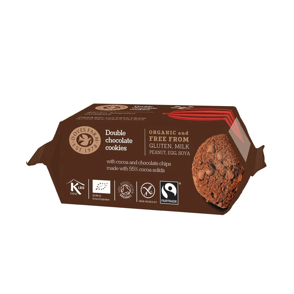 Doves Organic Double Chocolate Cookies G/F 180g