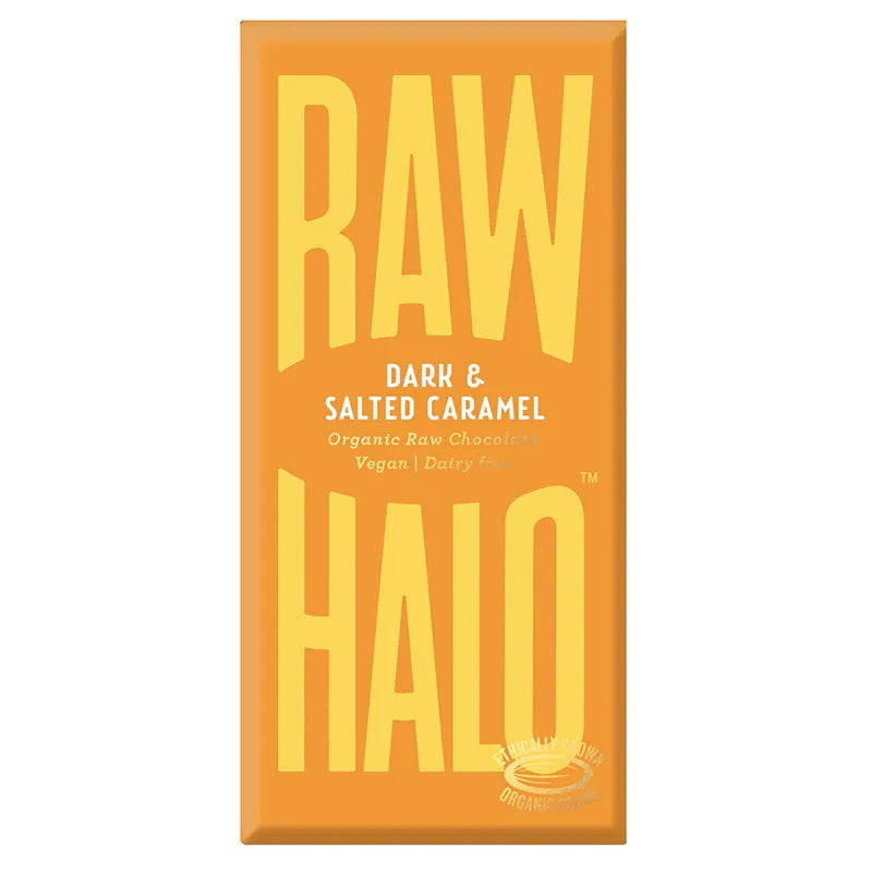 Raw Halo Organic Dark Choc Salted Caramel Raw 70g